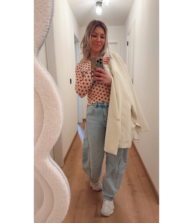 Mesh hearts top yellow/red