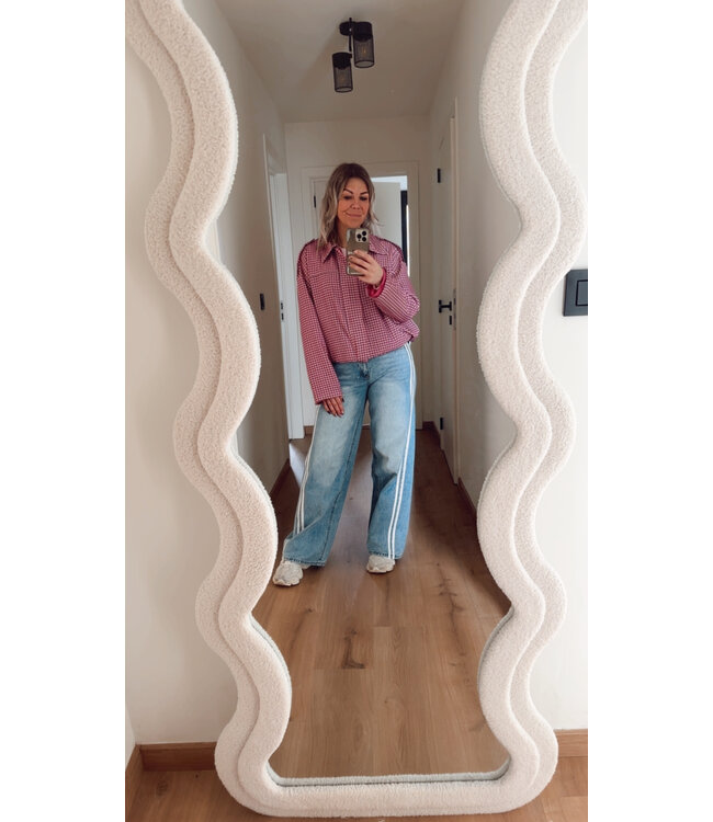 Checked thin jacket pink