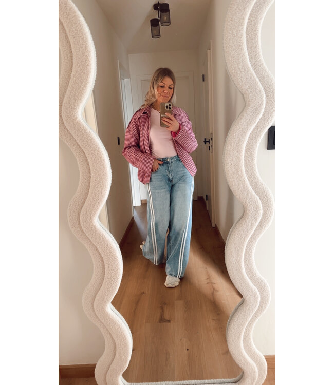 Checked thin jacket pink