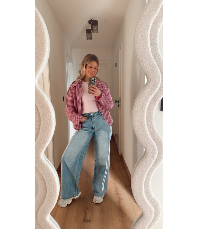 Checked thin jacket pink