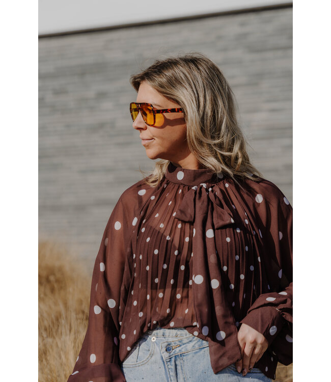 Dots blouse brown