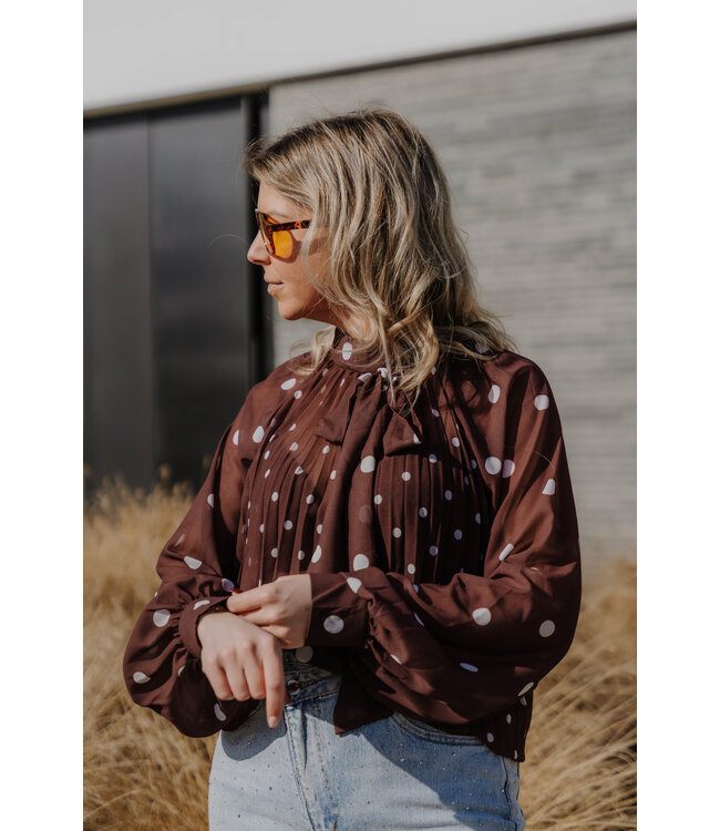 Dots blouse brown
