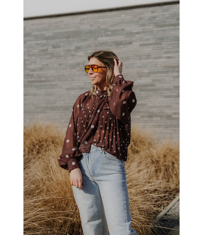 Dots blouse brown