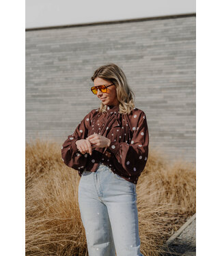 Dots blouse brown