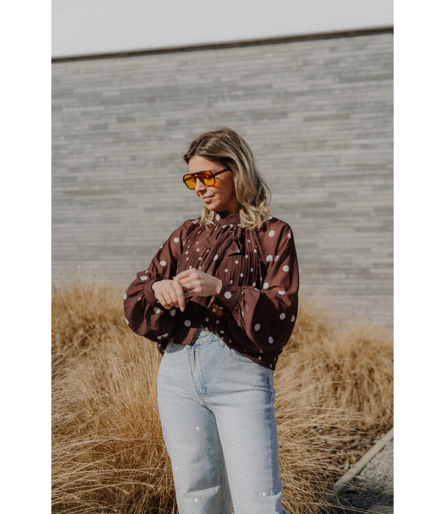 Dots blouse brown