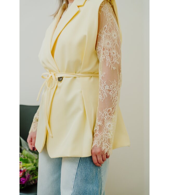 Sleeveless blazer soft yellow