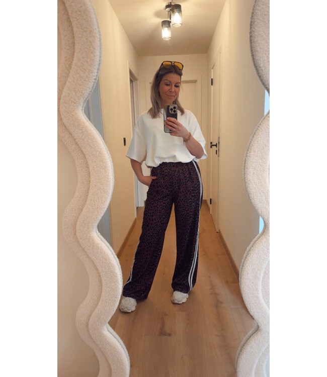 Satin leo pants stripes brown