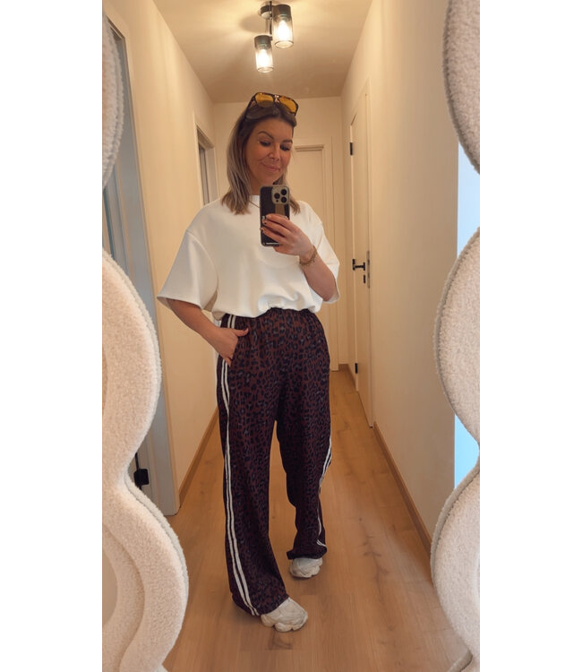 Satin leo pants stripes brown