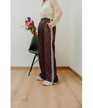 Satin leo pants stripes brown