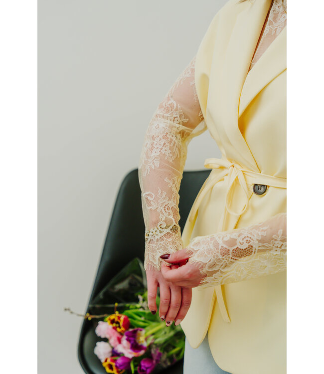 Lace top soft yellow