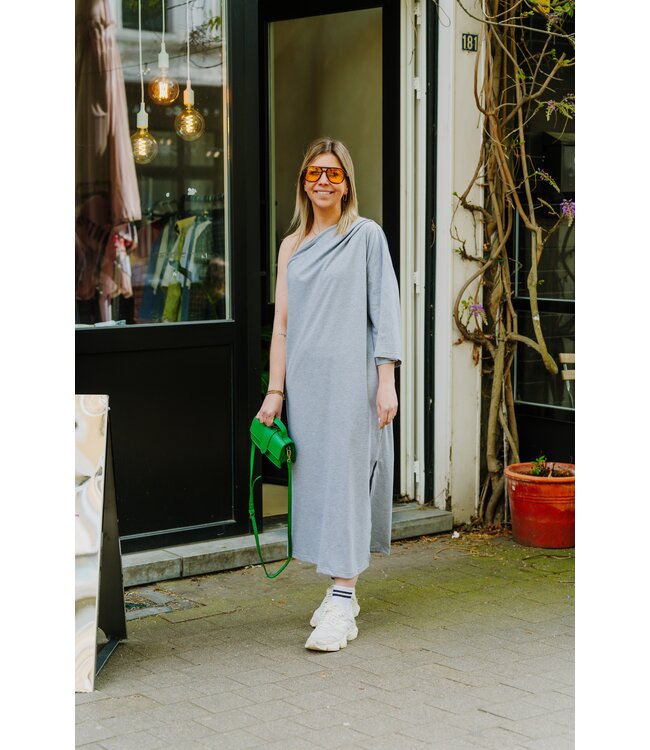 One shoulder dress grey