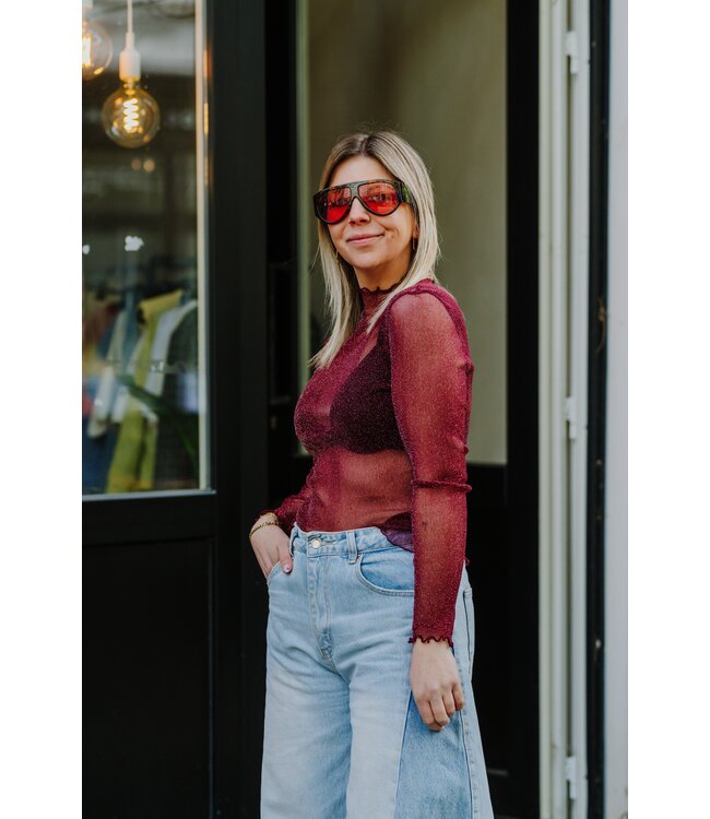 Glitter top bordeaux