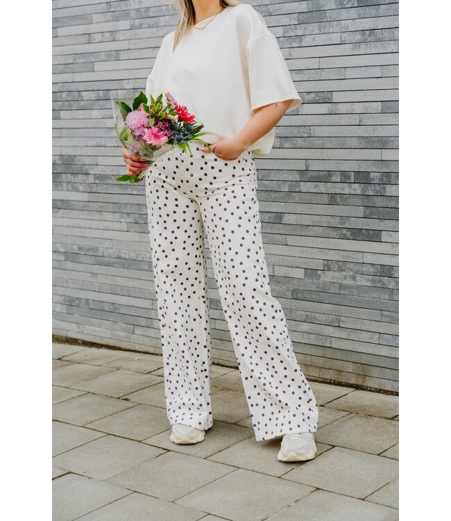 Wide dots jeans white/black
