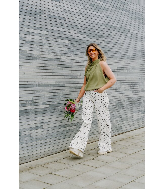 Wide dots jeans white/black