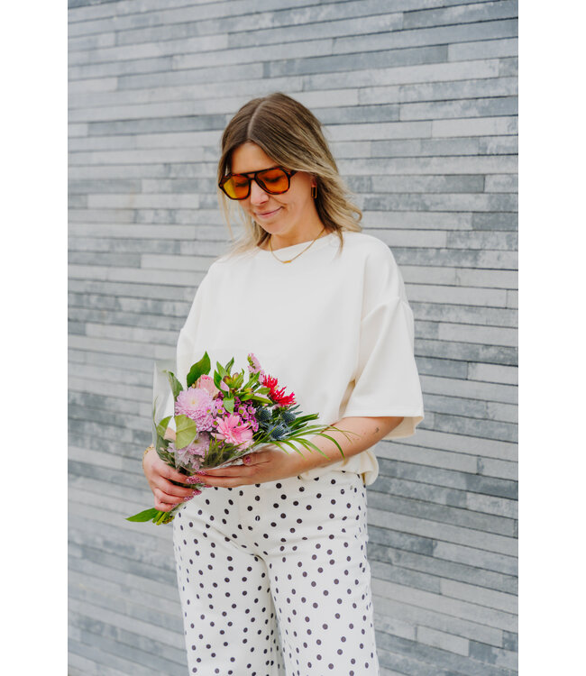 Wide dots jeans white/black