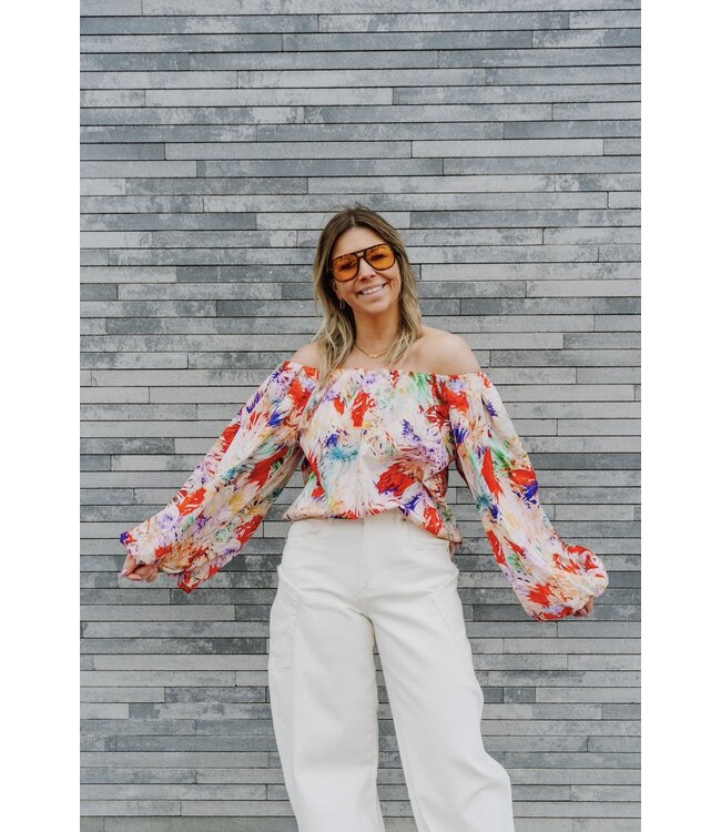 Colorful blouse off shoulder