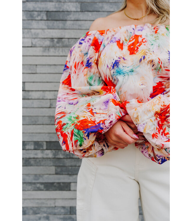 Colorful blouse off shoulder