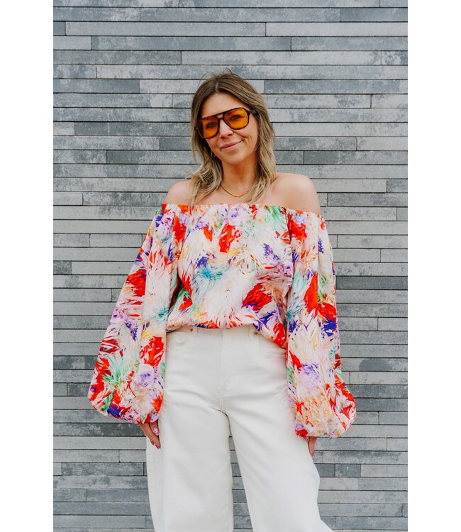 Colorful blouse off shoulder
