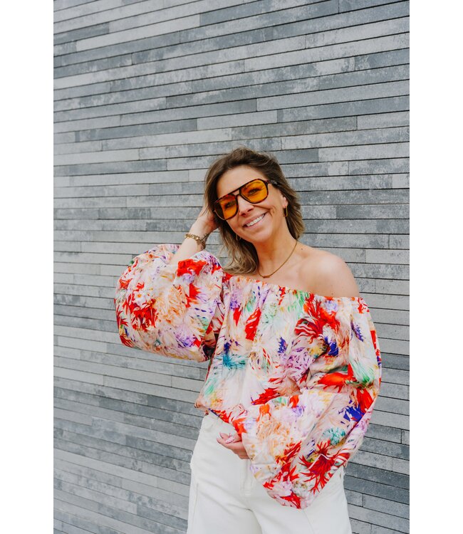 Colorful blouse off shoulder