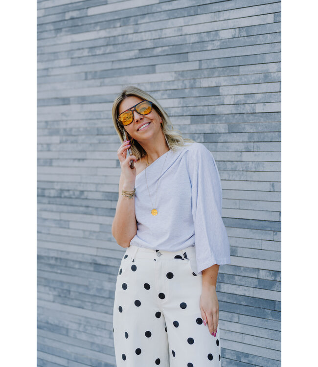 One shoulder top grey