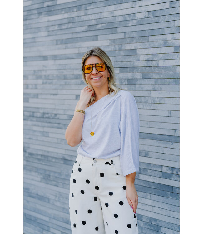 One shoulder top grey