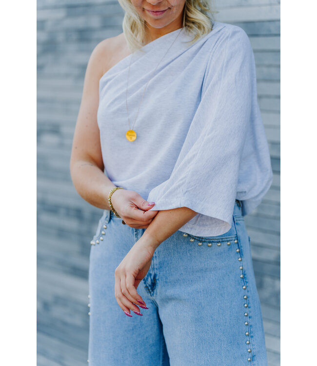 One shoulder top grey
