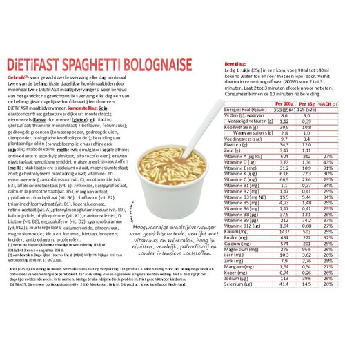 maaltijdvervanger spaghetti bolognaise dietifast maaltijdvervanger spaghetti bolognaise
