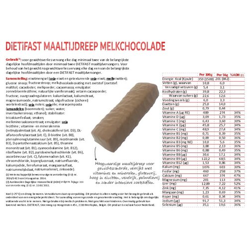 maaltijdreep melkchocolade dietifast maaltijdreep melkchocolade