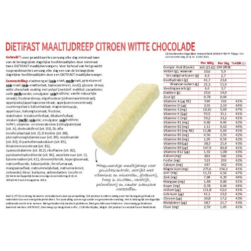 dietifast maaltijdreep citroen witte chocolade