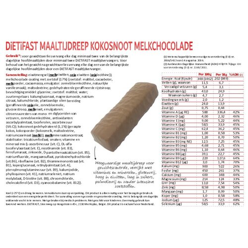 maaltijdreep kokosnoot melkchocolade dietifast maaltijdreep kokosnoot melkchocolade