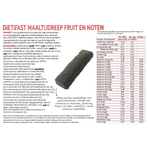 maaltijdreep fruit en noten dietifast maaltijdreep fruit en noten