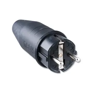 Keraf | 104458 | German schuko stekker | Randaarde rubber | Kleur: Zwart | Type 611