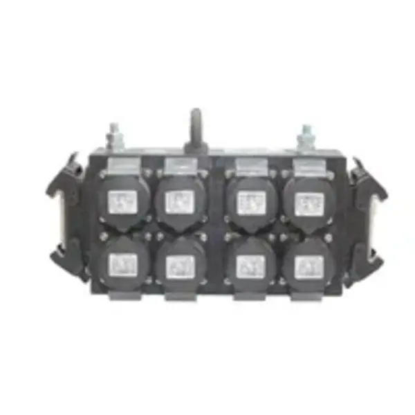 Promes Promes | Breakout box 16 polig 1+2 met doorlus>8x CEE 3p 16A 2xbout Han-Bals