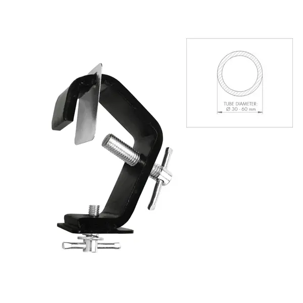 GUIL GUIL | GF-03 | heavy duty haakklem met beschermplaat | beschadigt de truss niet |  Diameter: 30 - 60mm buizen | Belastbaarheid: 200kg