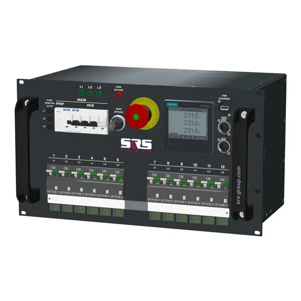 SRS Power* SRS Power | HYMAG Stroomverdeler 32A | Socapex 19p | Schuko | LED A-meter | Main MCB | HRCBO