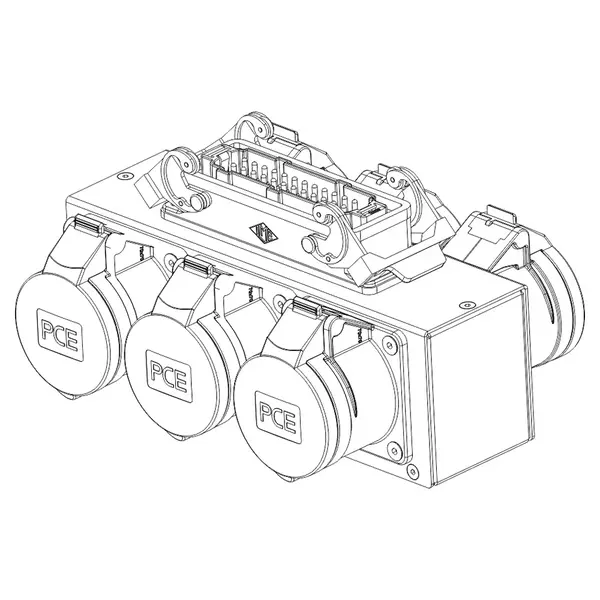 SRS Rigging* SRS Rigging | MC-SPLIT6-DV-H24-6CEE16 | Breakout 6-kanaals | Geschikt voor: Direct Voltage | Input: 1x Harting-24p | Output: 6x CEE16A 4 of 5p