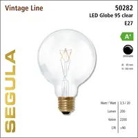 Segula | SG-50282 | LED lamp | Vintage Globe 95 Helder | E27 | 200 lm | 2200 K | CRI+90 Segula Segula | SG-50282 | LED lamp | Vintage Globe 95 Helder | E27 | 200 lm | 2200 K | CRI+90