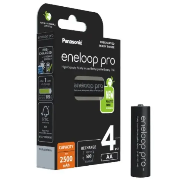 Eneloop Eneloop | BK-3HCDE/4BE | PRO AA oplaadbare batterijen | Verpakking van 4 stuks