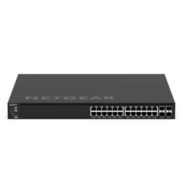 Netgear Netgear | GSM4328 | 28-poorts AV-netwerk switch | 24x 1G PoE+ (648W-720W) | 4x SFP+ glasvezel porten | Managed Switch