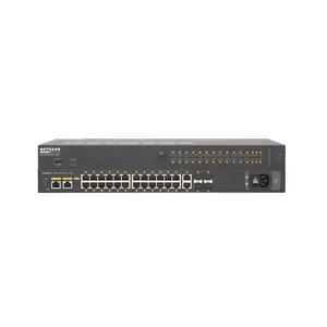 QSC QSC | NS26-300+ | 26-port network switch preconfigured for Q-SYS Audio | Video and Control with 24x PoE+ ports and 300 Watts PoE budget | Features advanced QoS and IGMP configuration to also support AES67 and Dante within the same VLAN. |