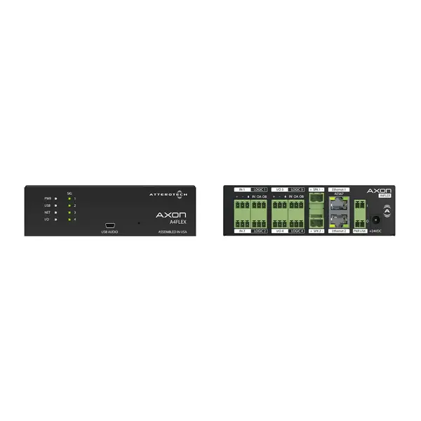 QSC QSC | A4FLEX | 4 Channel I/O Interface w/ Logic I/O | AES67 | USB | 2x5W Amplifier | PoE+ | 1/3rd rack width w/mounting ears (rack tray kit sold separately)