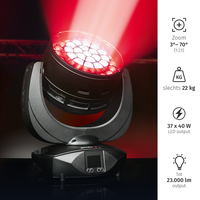 JB-Lighting | VCSP181 | Sparx 18 | Washbeam LED Movinghead | 37x40W RGBW | 23.000lm | 29dB-A | 3° - 70° | 22KG JB-Lighting* JB-Lighting | VCSP181 | Sparx 18 | Washbeam LED Movinghead | 37x40W RGBW | 23.000lm | 29dB-A | 3° - 70° | 22KG