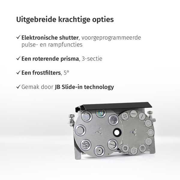 JB-Lighting* JB-Lighting | VSP501 | P5 HP | Beamspot LED Movinghead | 200W | 9000lm | CMY | 29dB-A | 18 gobo's | 2.5° – 50°| 10,7KG | CRI ≥74