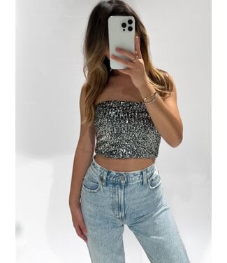 SEQUIN TUBE TOP - SILVER