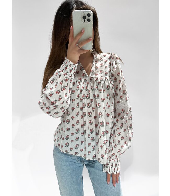 EVELYN TOP - FLORAL RED