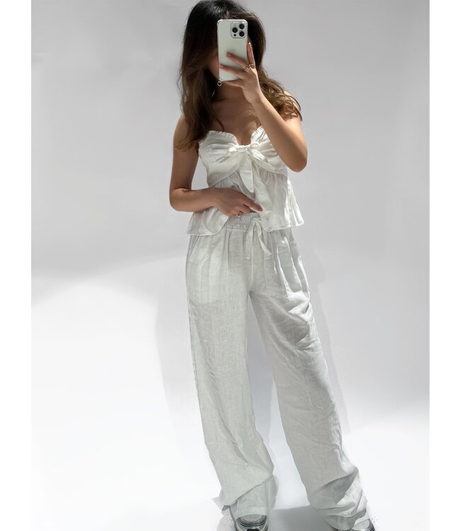 GEMMA LINEN TROUSERS - WHITE