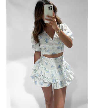 (PRE-ORDER SIZE S + L) MINA  SKORT - FLORAL BLUE