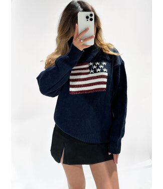 LUREX USA SWEATER - NAVY RED