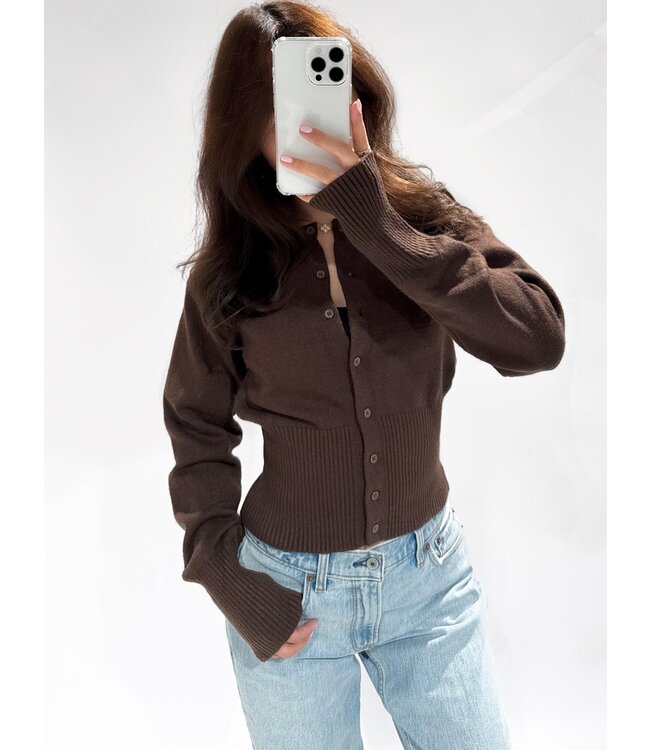 ZOEY CARDIGAN - 1005 - BROWN