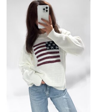 LUREX USA SWEATER - WHITE / RED